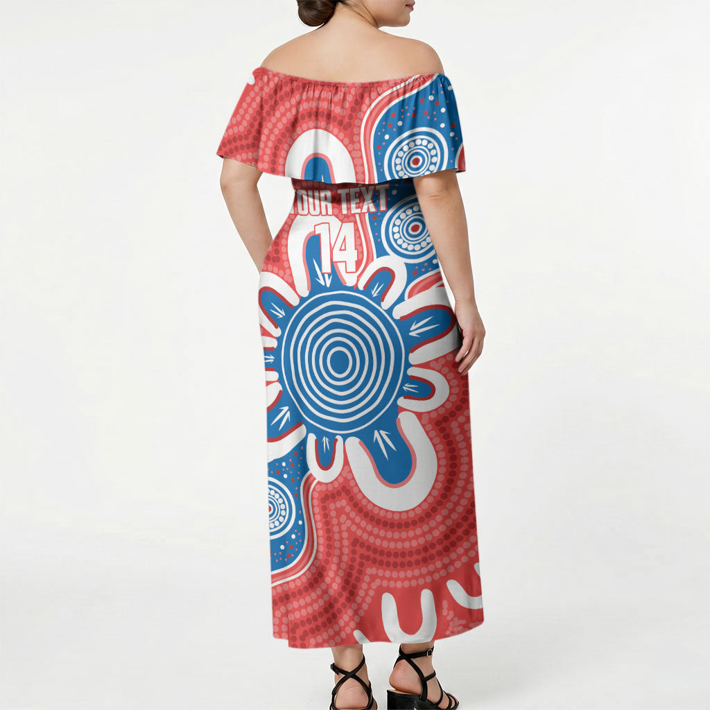 South Australia Oztag Custom Off Shoulder Maxi Dress SA Piping Shrike Indigenous Art