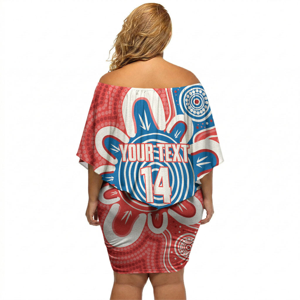South Australia Oztag Custom Off Shoulder Short Dress SA Piping Shrike Indigenous Art