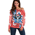 South Australia Oztag Custom Off Shoulder Sweater SA Piping Shrike Indigenous Art
