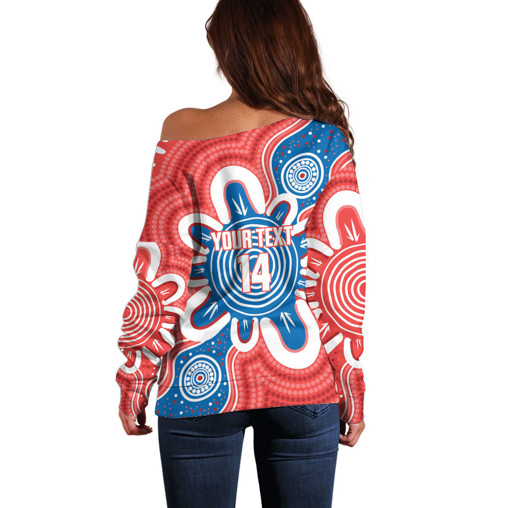 South Australia Oztag Custom Off Shoulder Sweater SA Piping Shrike Indigenous Art
