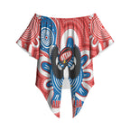 South Australia Oztag Custom Off Shoulder Wrap Waist Top SA Piping Shrike Indigenous Art