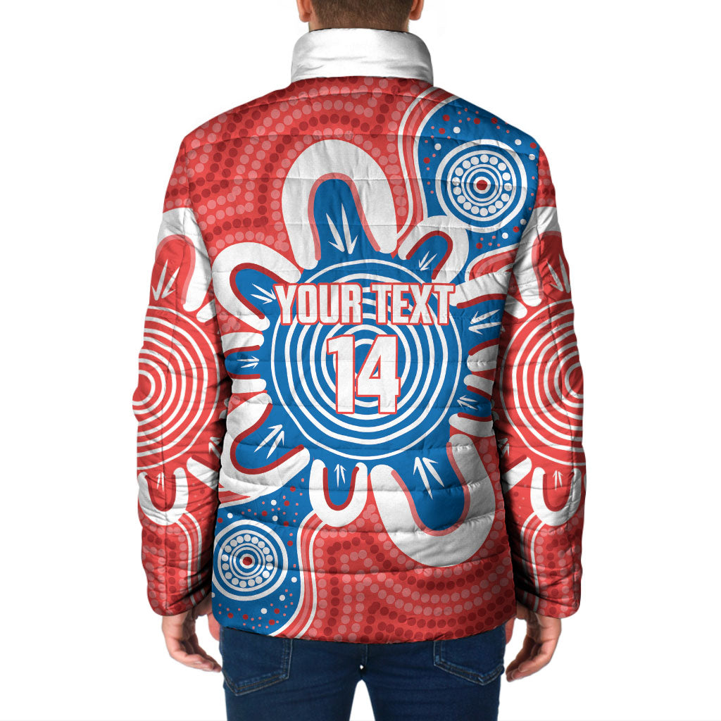 South Australia Oztag Custom Padded Jacket SA Piping Shrike Indigenous Art