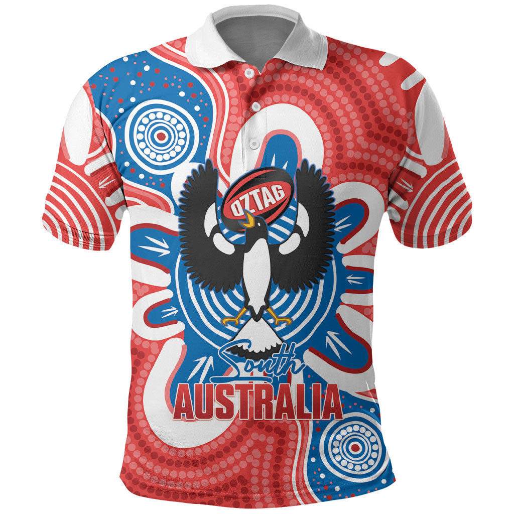 South Australia Oztag Custom Polo Shirt SA Piping Shrike Indigenous Art