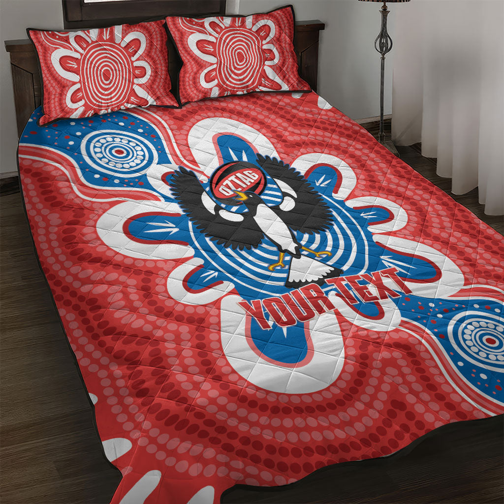 South Australia Oztag Custom Quilt Bed Set SA Piping Shrike Indigenous Art