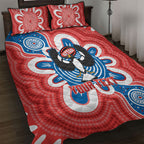 South Australia Oztag Custom Quilt Bed Set SA Piping Shrike Indigenous Art