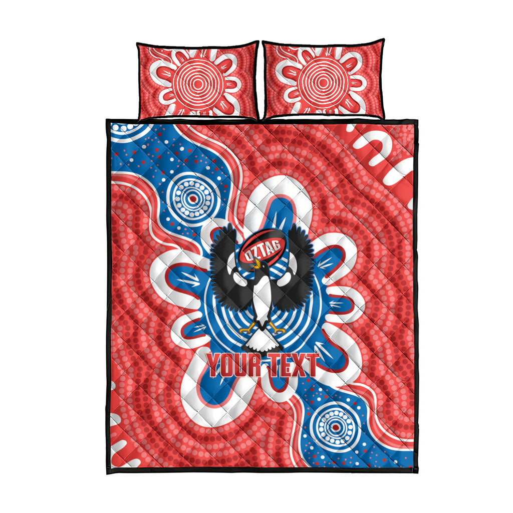 South Australia Oztag Custom Quilt Bed Set SA Piping Shrike Indigenous Art