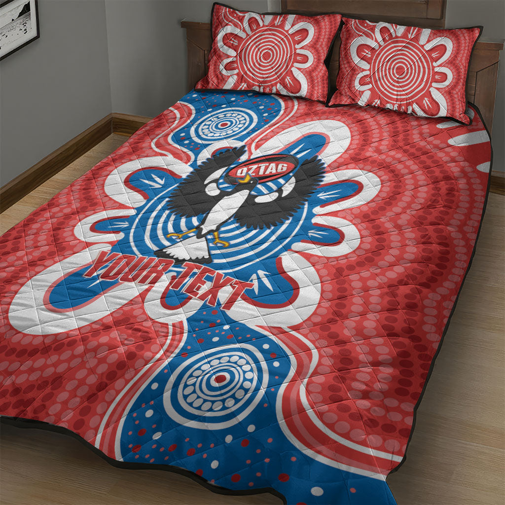 South Australia Oztag Custom Quilt Bed Set SA Piping Shrike Indigenous Art