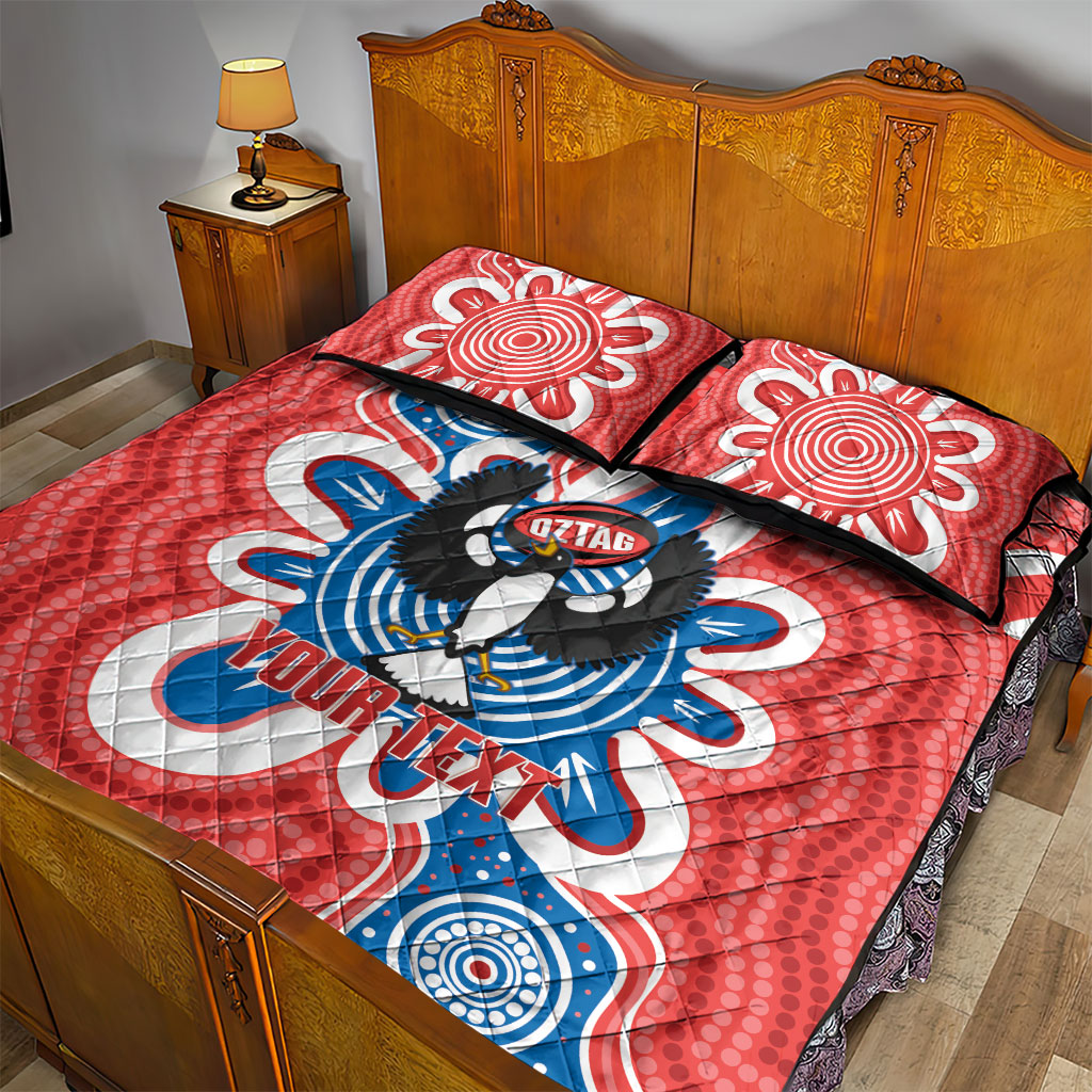 South Australia Oztag Custom Quilt Bed Set SA Piping Shrike Indigenous Art
