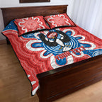 South Australia Oztag Custom Quilt Bed Set SA Piping Shrike Indigenous Art