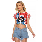 South Australia Oztag Custom Raglan Cropped T Shirt SA Piping Shrike Indigenous Art