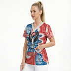 South Australia Oztag Custom Scrub Top SA Piping Shrike Indigenous Art