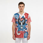 South Australia Oztag Custom Scrub Top SA Piping Shrike Indigenous Art