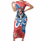 South Australia Oztag Custom Short Sleeve Bodycon Dress SA Piping Shrike Indigenous Art
