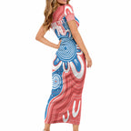 South Australia Oztag Custom Short Sleeve Bodycon Dress SA Piping Shrike Indigenous Art