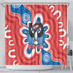 South Australia Oztag Custom Shower Curtain SA Piping Shrike Indigenous Art