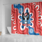 South Australia Oztag Custom Shower Curtain SA Piping Shrike Indigenous Art