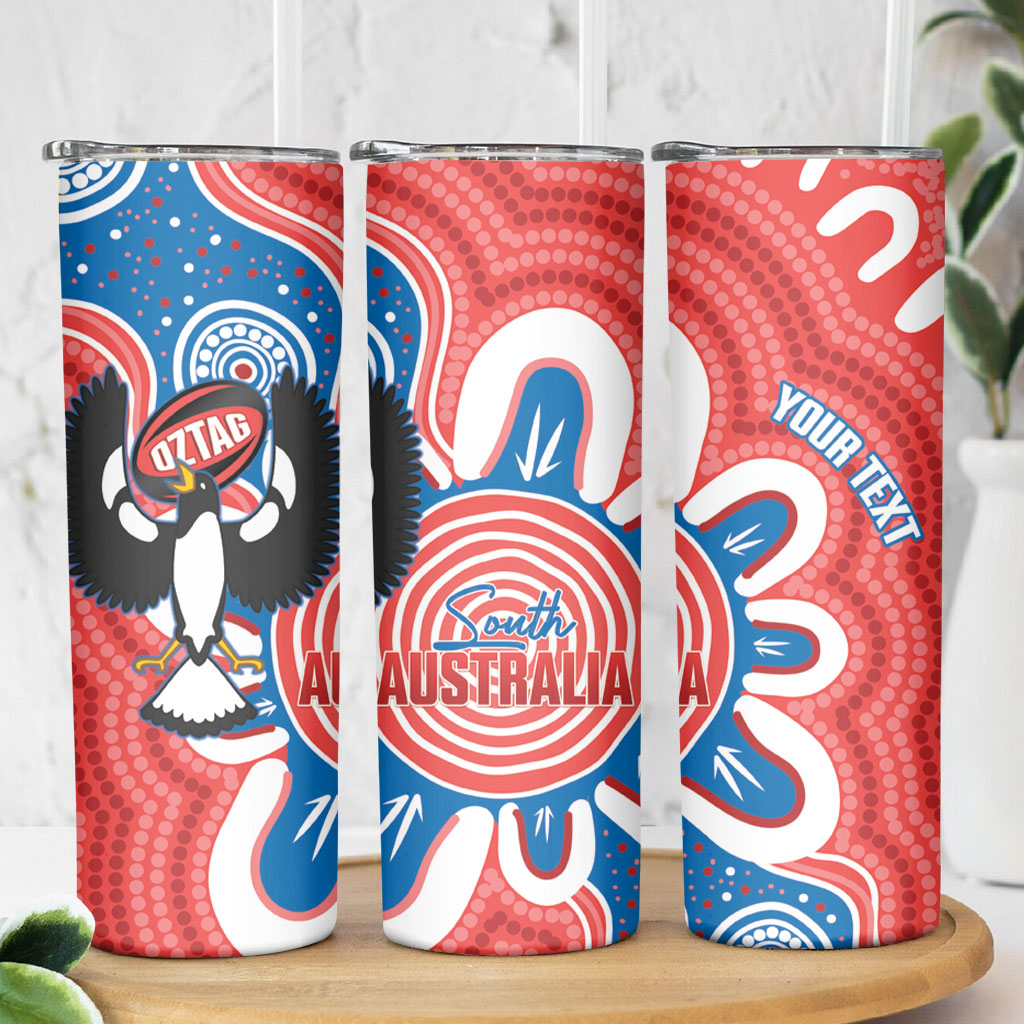 South Australia Oztag Custom Skinny Tumbler SA Piping Shrike Indigenous Art
