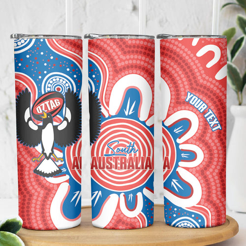 South Australia Oztag Custom Skinny Tumbler SA Piping Shrike Indigenous Art