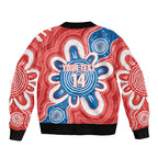 South Australia Oztag Custom Sleeve Zip Bomber Jacket SA Piping Shrike Indigenous Art
