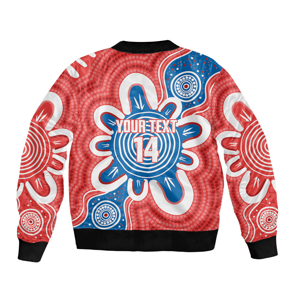 South Australia Oztag Custom Sleeve Zip Bomber Jacket SA Piping Shrike Indigenous Art