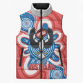 South Australia Oztag Custom Sleeveless Puffer Jacket SA Piping Shrike Indigenous Art