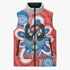 South Australia Oztag Custom Sleeveless Puffer Jacket SA Piping Shrike Indigenous Art