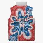 South Australia Oztag Custom Sleeveless Puffer Jacket SA Piping Shrike Indigenous Art