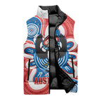 South Australia Oztag Custom Sleeveless Puffer Jacket SA Piping Shrike Indigenous Art