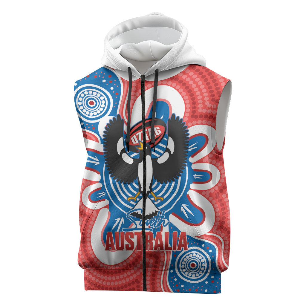 South Australia Oztag Custom Sleeveless Zip Hoodie SA Piping Shrike Indigenous Art