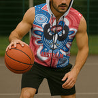 South Australia Oztag Custom Sleeveless Zip Hoodie SA Piping Shrike Indigenous Art