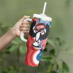 South Australia Oztag Custom Tumbler With Handle SA Piping Shrike Indigenous Art