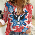 South Australia Oztag Custom Women Casual Shirt SA Piping Shrike Indigenous Art