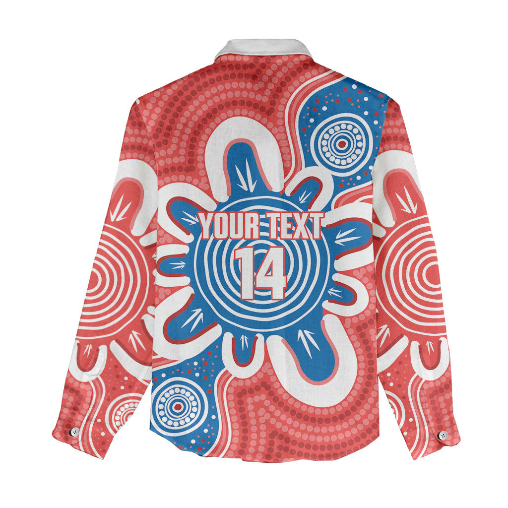 South Australia Oztag Custom Women Casual Shirt SA Piping Shrike Indigenous Art