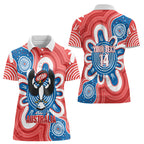 South Australia Oztag Custom Women Polo Shirt SA Piping Shrike Indigenous Art