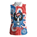 South Australia Oztag Custom Women Sleeveless Polo Shirt SA Piping Shrike Indigenous Art
