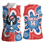 South Australia Oztag Custom Women Sleeveless Polo Shirt SA Piping Shrike Indigenous Art