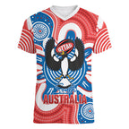 South Australia Oztag Custom Women V-Neck T-Shirt SA Piping Shrike Indigenous Art