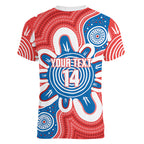 South Australia Oztag Custom Women V-Neck T-Shirt SA Piping Shrike Indigenous Art