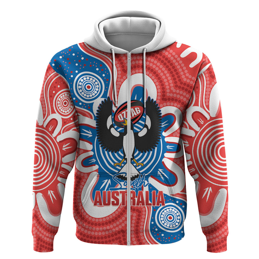 South Australia Oztag Custom Zip Hoodie SA Piping Shrike Indigenous Art