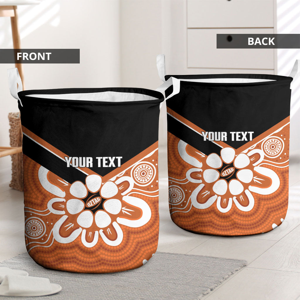Northern Territory Oztag Custom Laundry Basket Seven-Petaled Rose Emblem Indigenous Art