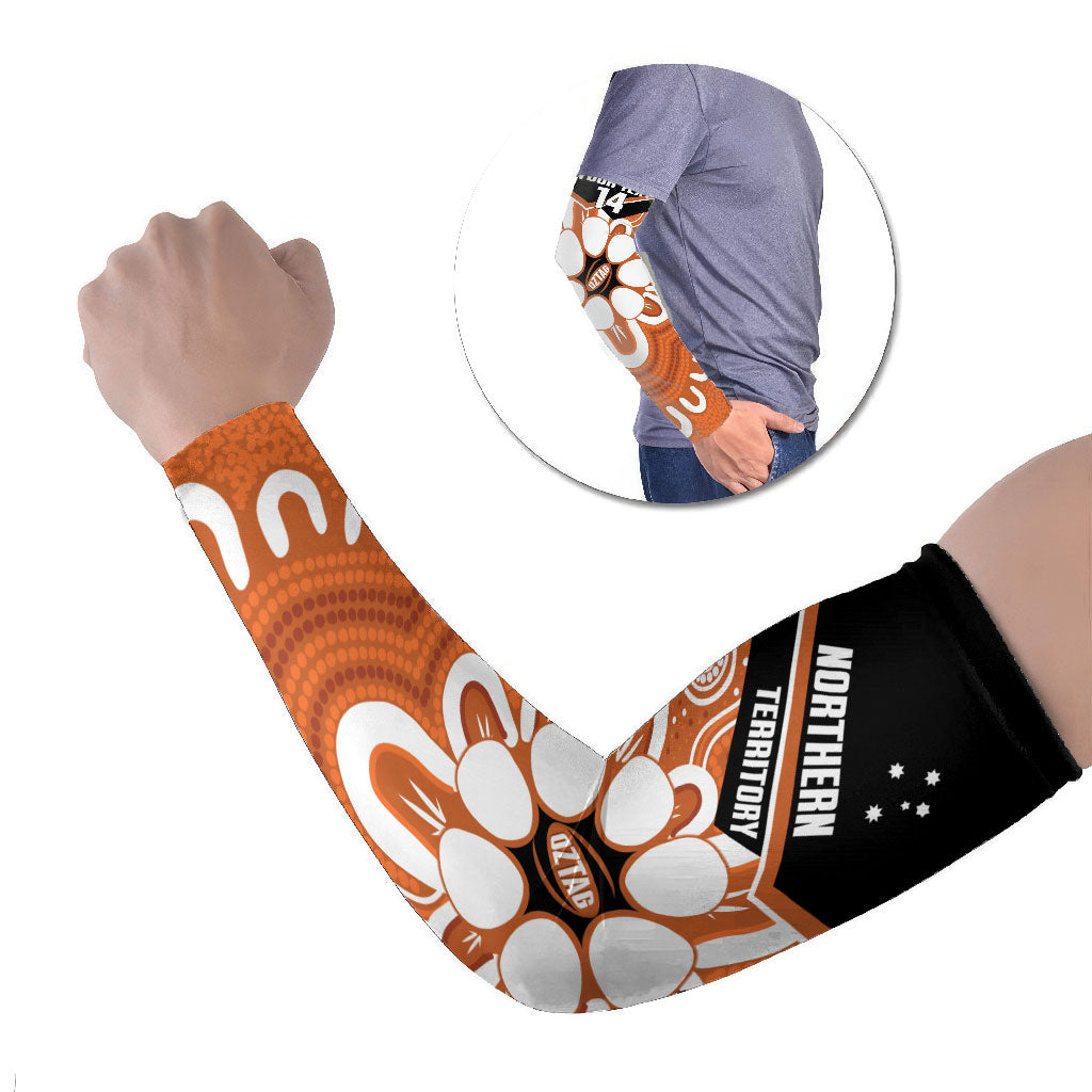 Northern Territory Oztag Custom Arm Sleeves Seven-Petaled Rose Emblem Indigenous Art