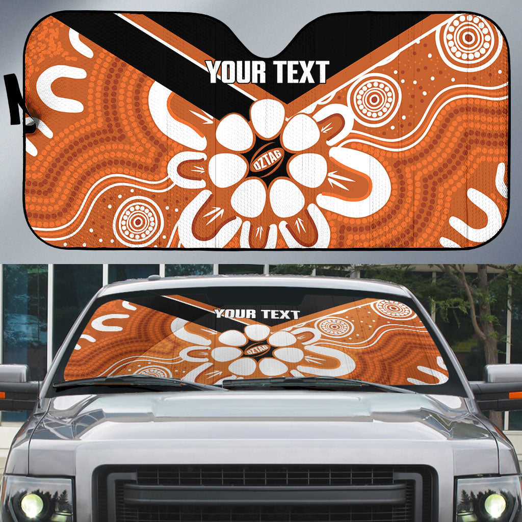 Northern Territory Oztag Custom Auto Sun Shade Seven-Petaled Rose Emblem Indigenous Art