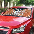 Northern Territory Oztag Custom Auto Sun Shade Seven-Petaled Rose Emblem Indigenous Art