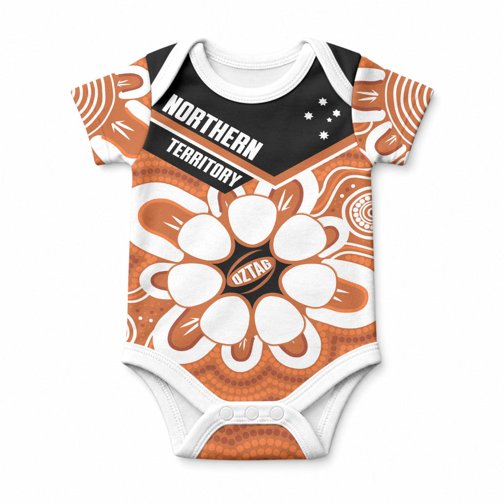 Northern Territory Oztag Custom Baby Onesie Seven-Petaled Rose Emblem Indigenous Art