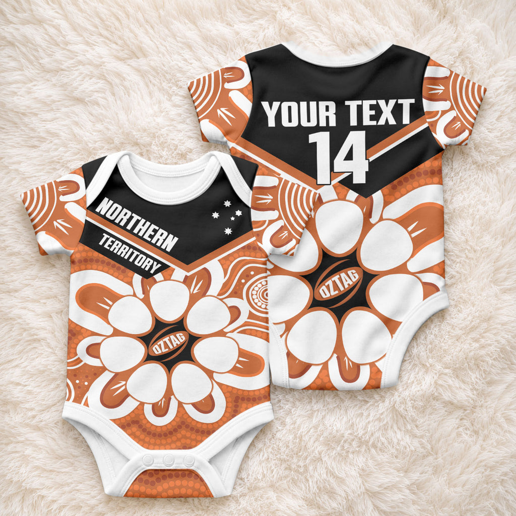 Northern Territory Oztag Custom Baby Onesie Seven-Petaled Rose Emblem Indigenous Art