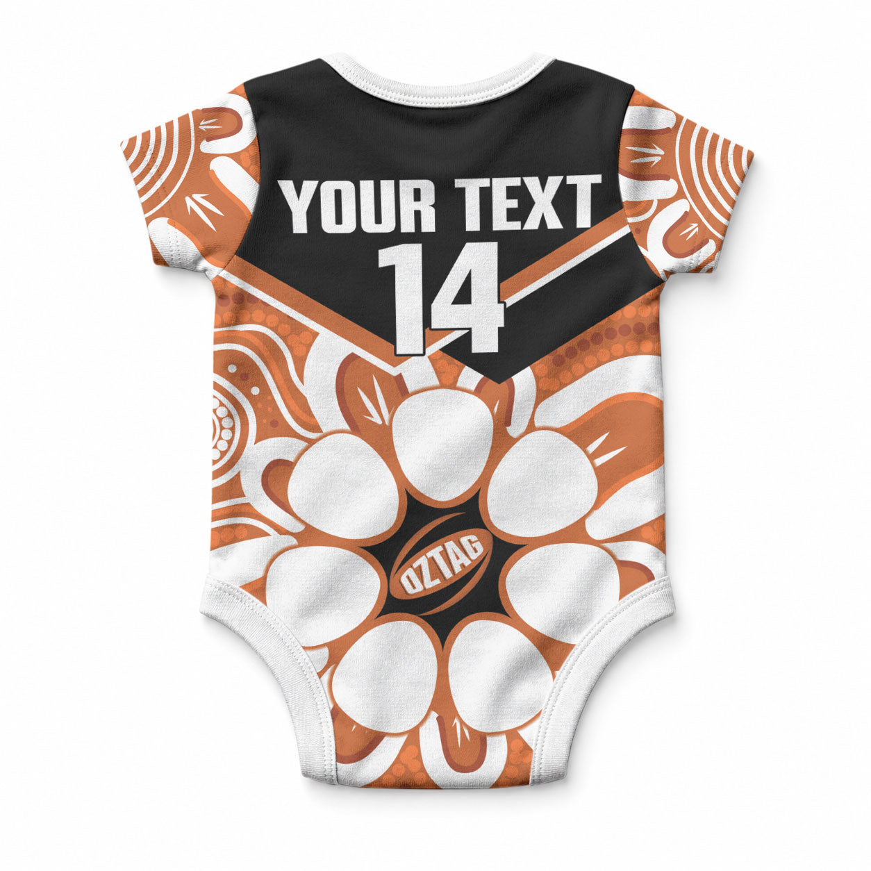 Northern Territory Oztag Custom Baby Onesie Seven-Petaled Rose Emblem Indigenous Art