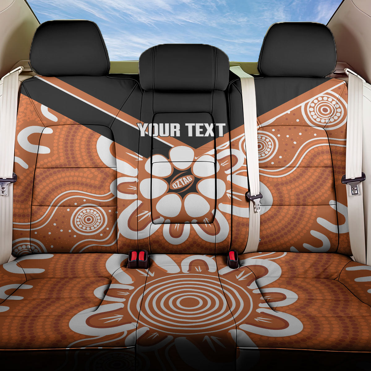 Northern Territory Oztag Custom Back Car Seat Cover Seven-Petaled Rose Emblem Indigenous Art