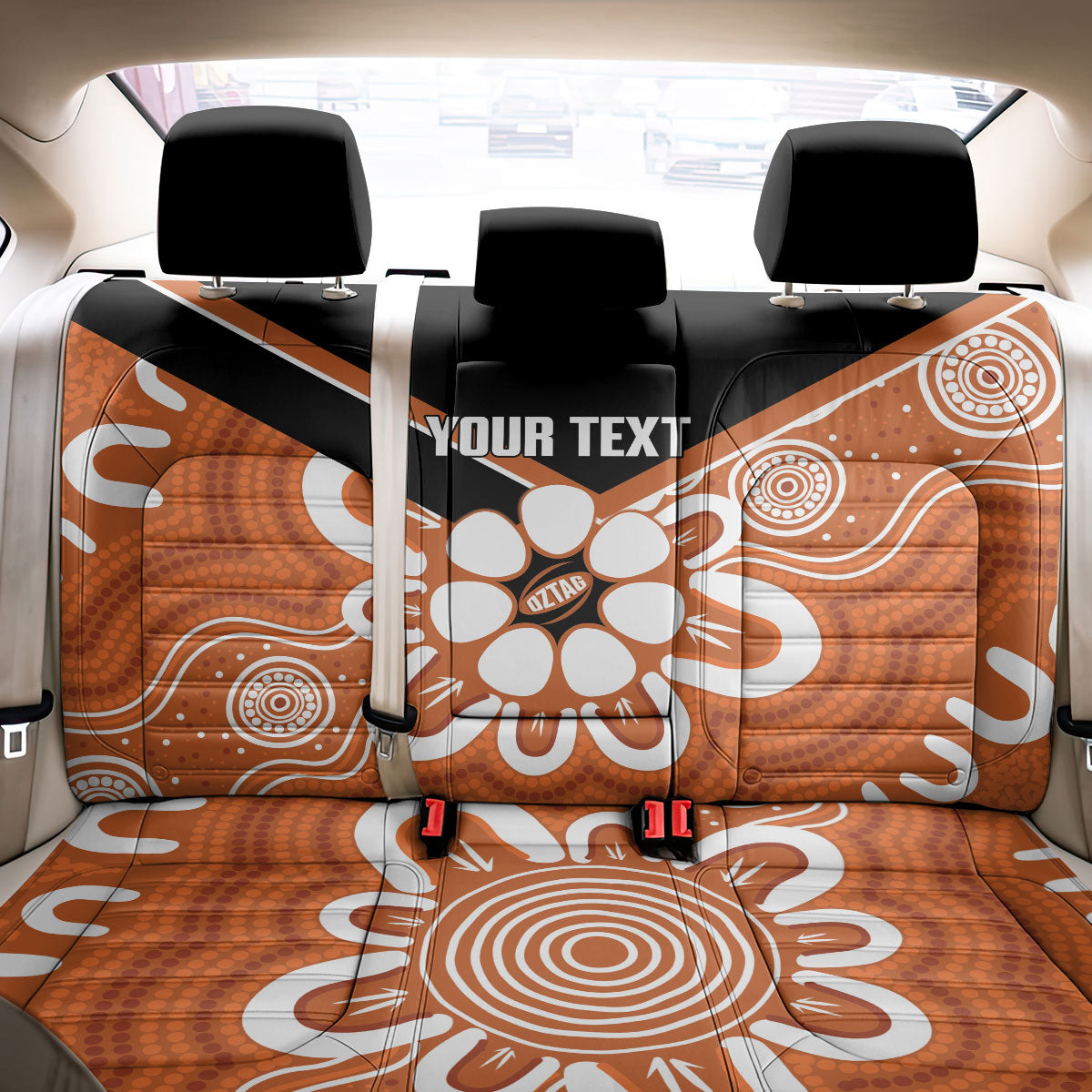 Northern Territory Oztag Custom Back Car Seat Cover Seven-Petaled Rose Emblem Indigenous Art