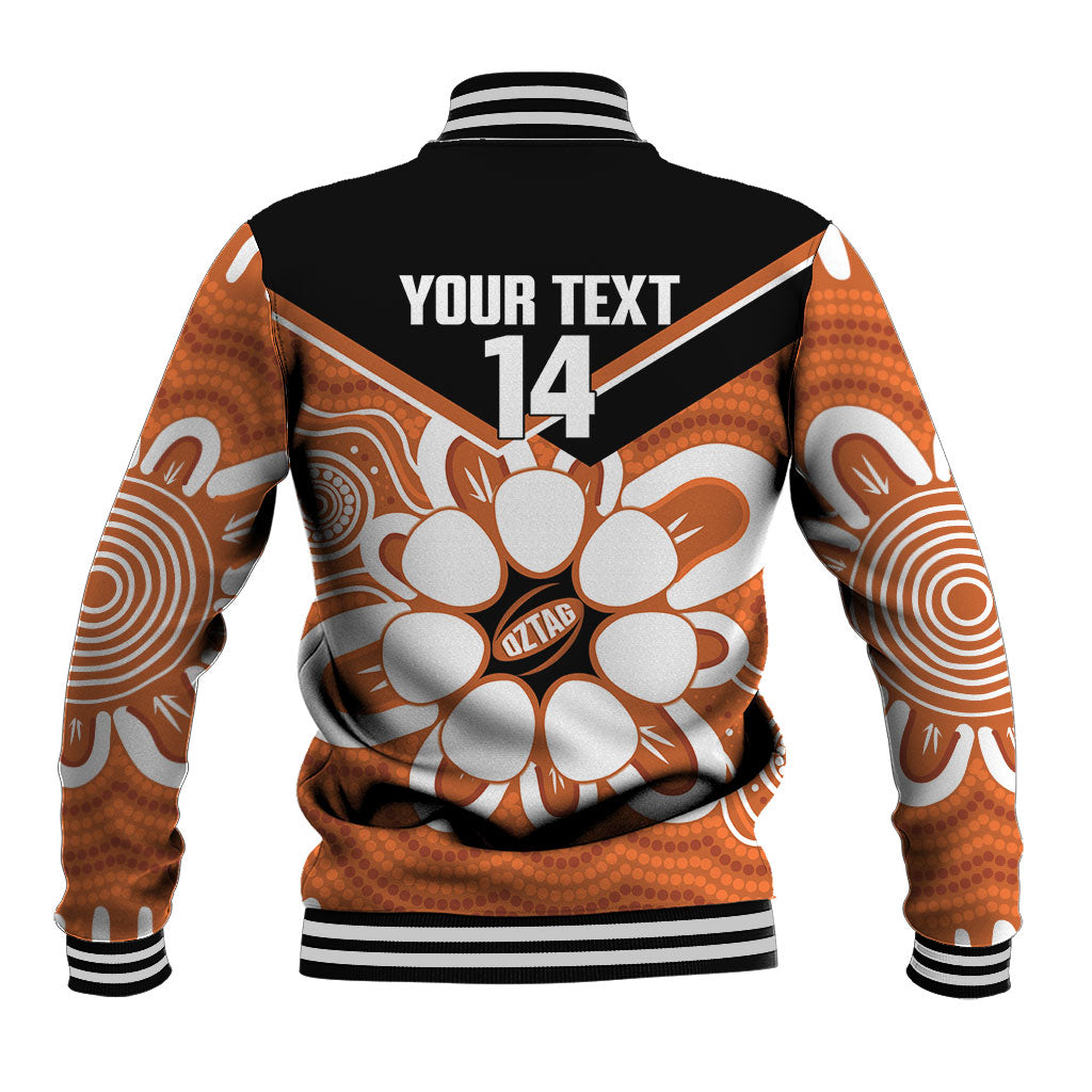 Northern Territory Oztag Custom Baseball Jacket Seven-Petaled Rose Emblem Indigenous Art