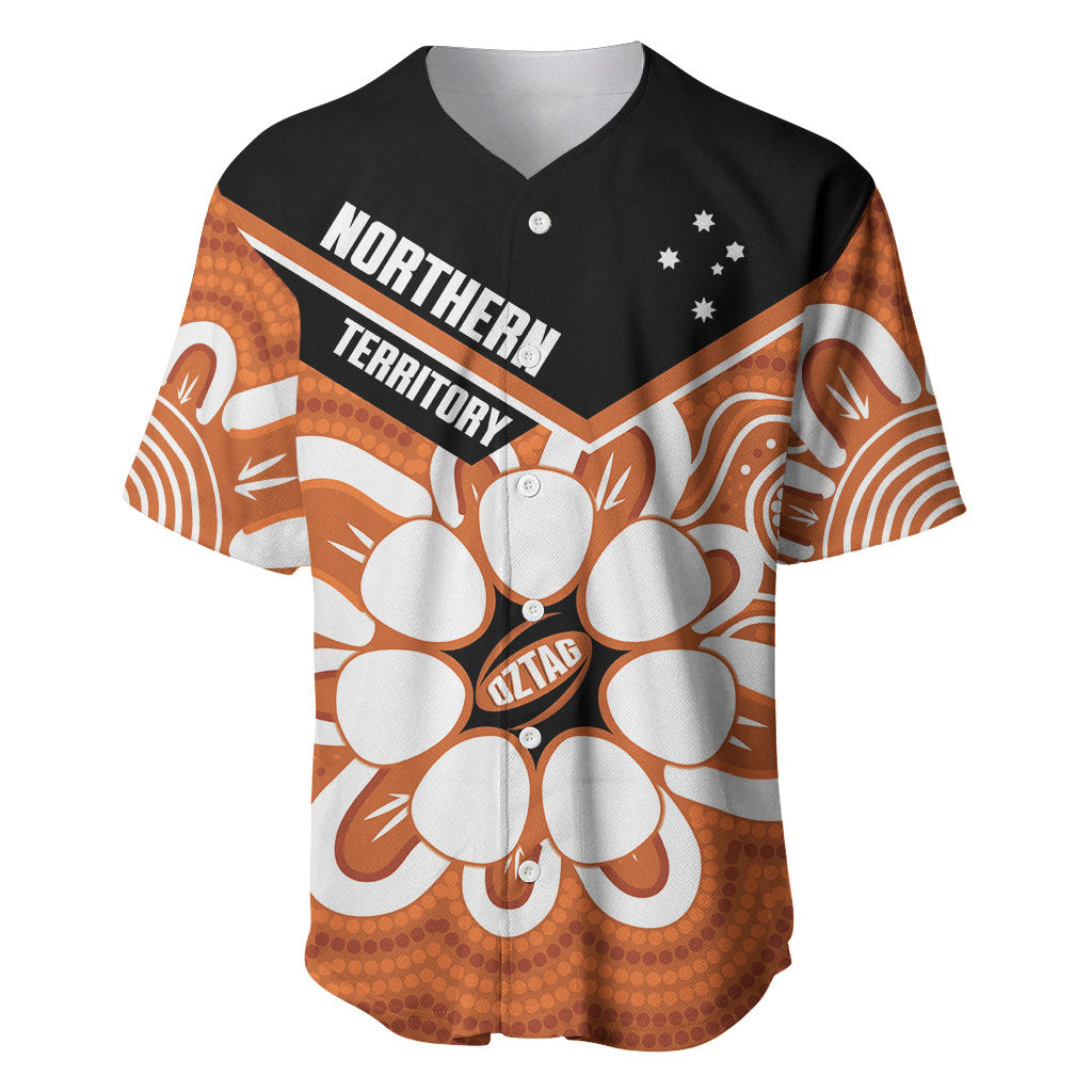 Northern Territory Oztag Custom Baseball Jersey Seven-Petaled Rose Emblem Indigenous Art